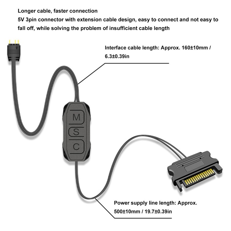 Controlador ARGB de 5V y 3 Pines, barra de luz