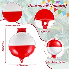 LaRandom 6 Pcs Bobber Balloons Gone Fishing Party Decorations Inflatable Bobber Foil Balloons Hanging Red and White Ornament Decor for Fishing Theme Party Supplies Summer Nautical Decor
