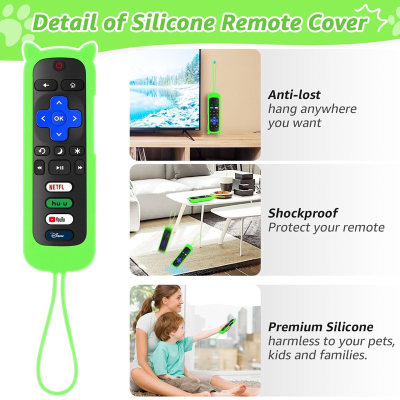 Replacement Remote Cover for Roku TV with Soft Protective Case(Glow