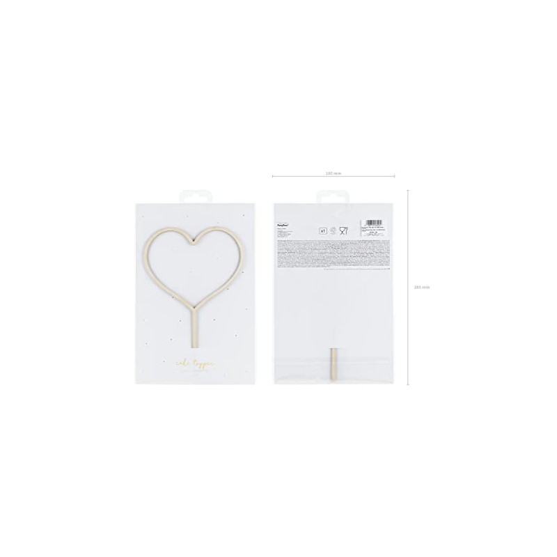 PartyDeco KPT65-100 Wooden Heart Topper-Approx. 23 cm
