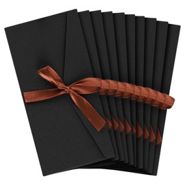 FUIPVGI 10 Pack Gift Envelopes with Ribbons Money Cash Gift Envelopes Retro Kraft Buckle Envelopes Vintage Envelopes for Invitations Greeting, Mother's Day, Thanksgiving, Valentine's Day (Black)
