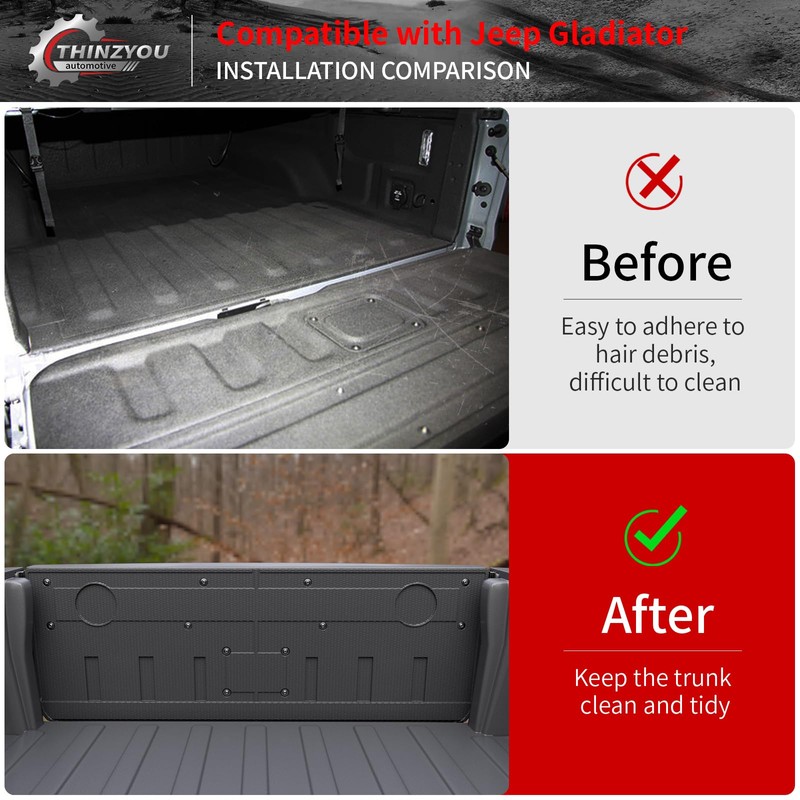 Thinzyou Tailgate Mat Compatible with 2020-2024 2025 Jeep Gladiator JT