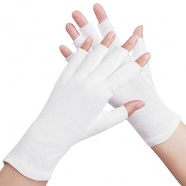4 pares de guantes de algodón blanco, diseño sin dedos, guantes hidratantes de algodón 100% puro, talla única, guantes de eccema para manos secas