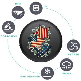 AXULUXAL American Flag Spare Tire Cover Camper Wheel Protectors Weatherproof Universal Wheel Protectors for RV Camper Travel Trailer SUV Truck 15 Inch