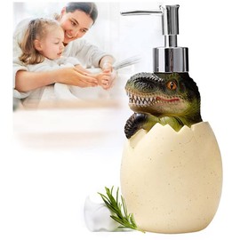 Cute Dinosaur Baby Egg Pump Lotion Dispenser Liquid Soap, Hand Soap, Shampoo, Shower Gel Refill Dispenser for Adults Kids Bathroom, Bath Accessory, Kitchen Countertop (A)