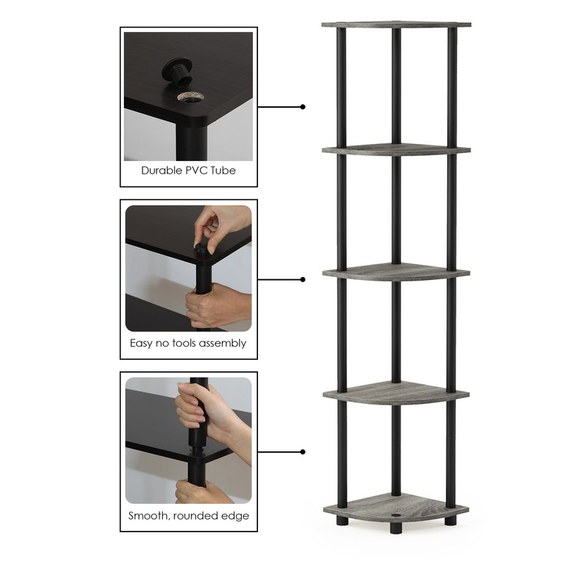 Furinno Furinno Turn-N-Tube 5 Tier Corner Display Rack Multipurpose Shelving