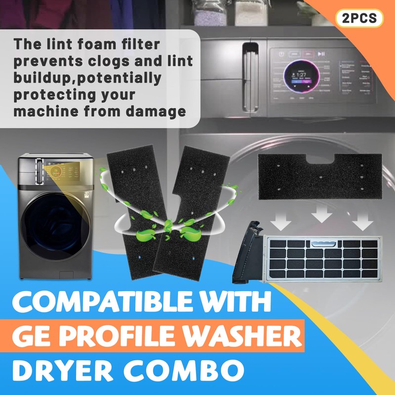 2Pack Lint Filter WH01X35719 Compatible with GE Profile Washer Dryer