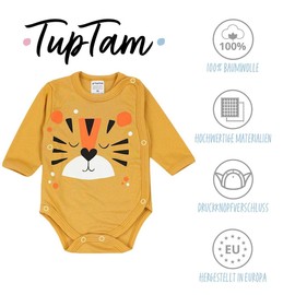 TupTam Wrap Bodysuit Long Sleeve Baby Bodysuit in Set of 5 - Soft Cotton Baby Bodysuit for Girls and Boys, Colour mix 1
