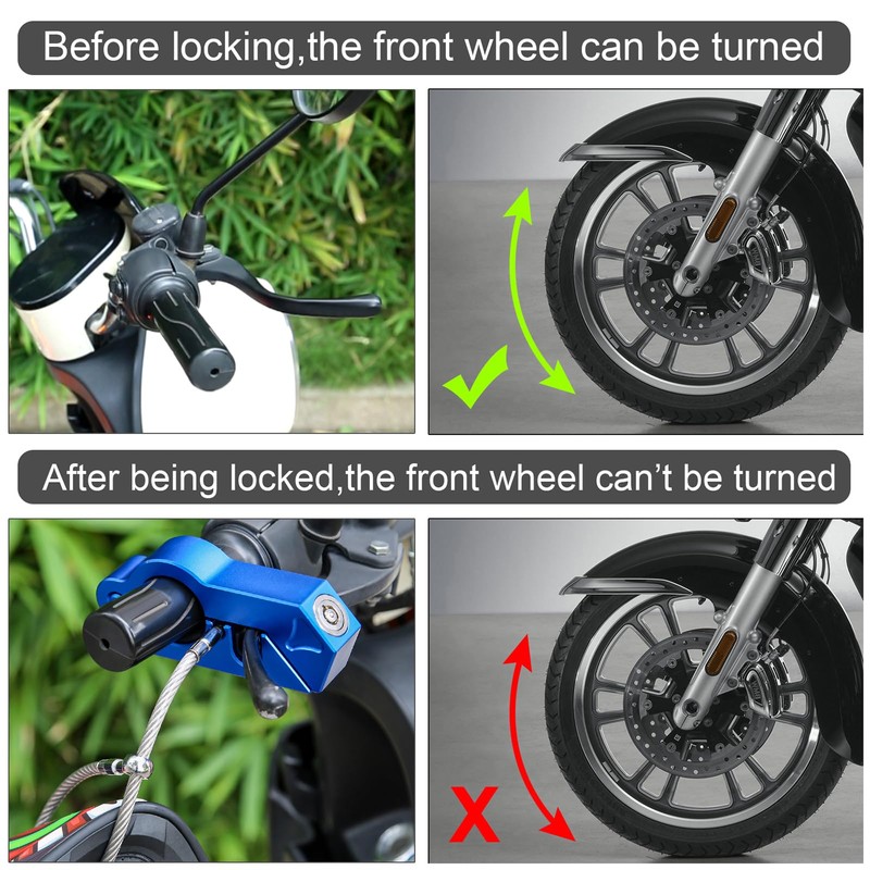 Windance Heavy Duty Solid Handlebar Lock + Helmet Lock Combo