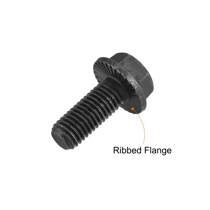 uxcell M12-1.75x30mm Hex Serrated Flange Bolts 10.9 Grade Carbon Steel