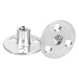 sourcing map M8 Brad Hole Tee Nut, 5pcs Carbon Steel Round Base Screw-in T-Nuts Furniture Hardware Flange Female Thread Insert Nuts