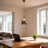 Homebelife Smoked Grey Hammered Glass Pendant Light Modern Matte Black