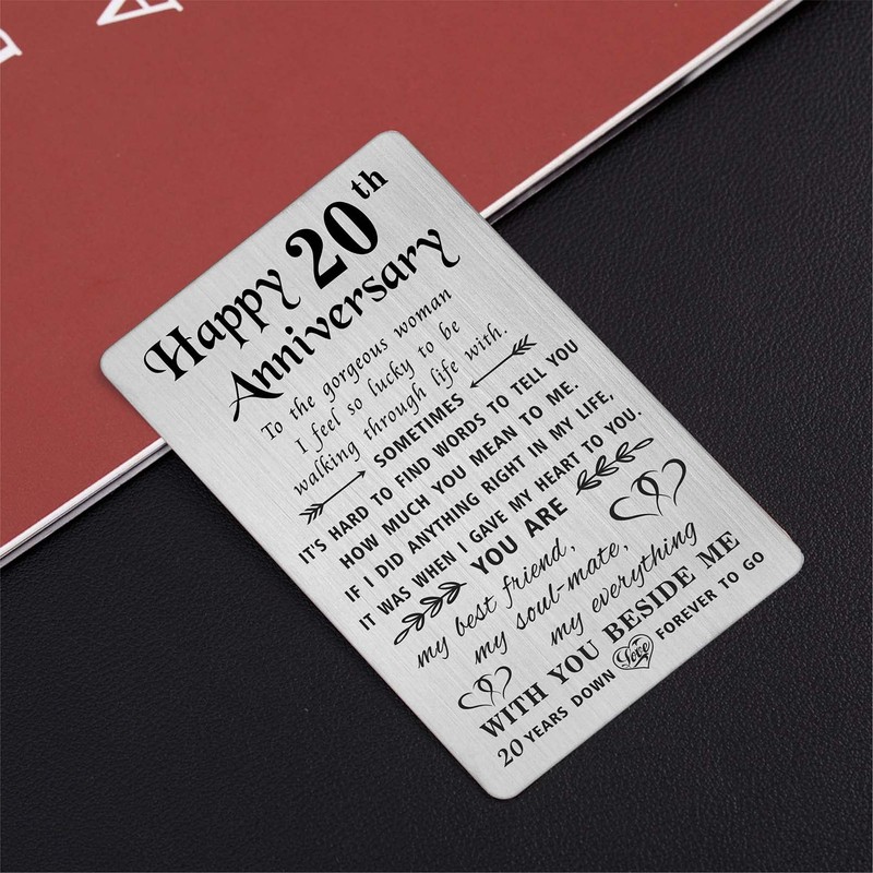 TANWIH 20th Anniversary Card Gifts for Wife Women, Happy 20