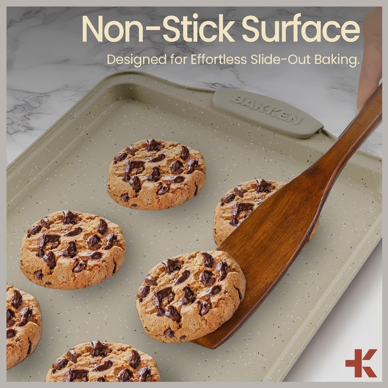 BAKKEN Cookie Sheets for Baking Nonstick Set - 3-Piece Stackable