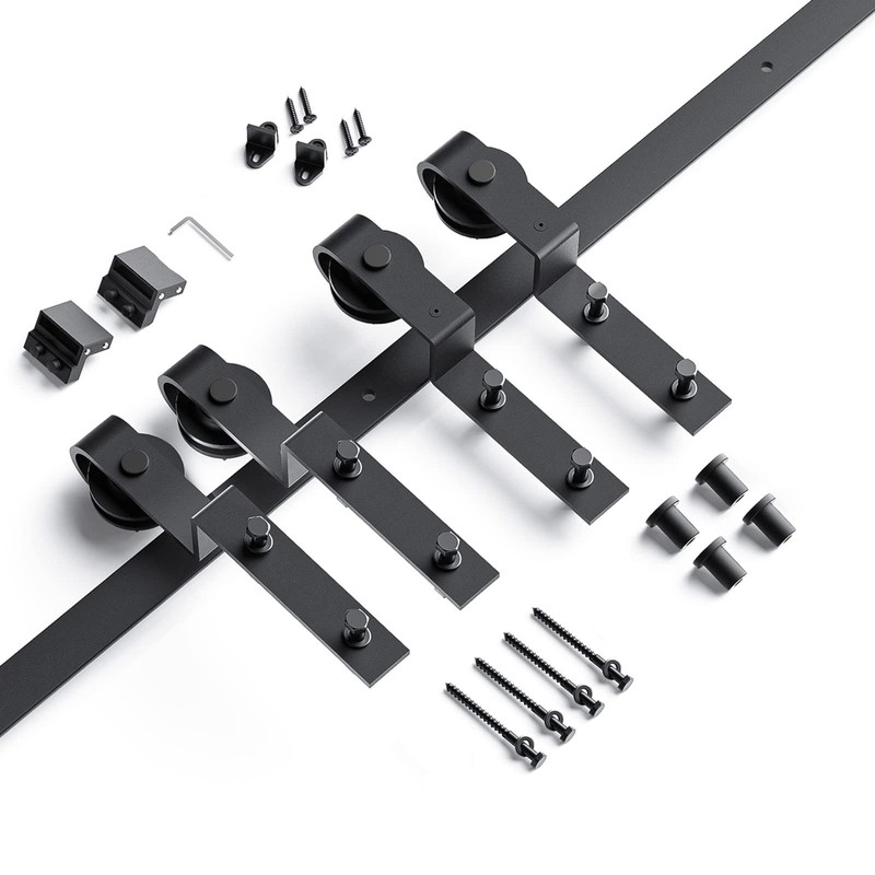EaseLife 5FT Bypass Double Sliding Barn Door Hardware Kit, Single