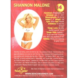 SHANNON MALONE 🤩 2002 BENCH WARMER  "Very HOT & SEXY"  Card Sale #14
