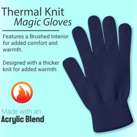 Winter Magic Gloves, 12 Pairs Stretchy Warm Knit Bulk Pack Mens Womens