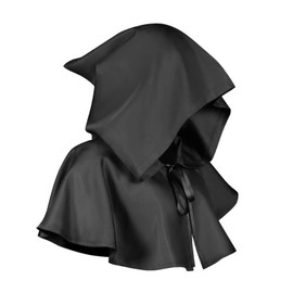 MENGZHAI Black Medieval Wicca Pagan Hood Hat Grim Cowl Cloak Cosplay Costumes