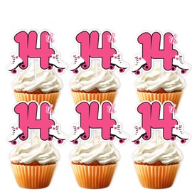 S-PinkL-14 Ice Cream Fruit Dessert Cupcake Topper Colorful Glitter Happy Birthday Sensory Pop Game Theme Decor Supplies Baby Shower Boys Girls Birthday Party Decorations