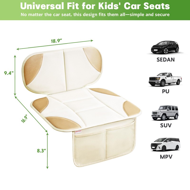 Siivton Car Seat Protector for Kids, Anti-Slip Design, Thick Padding,