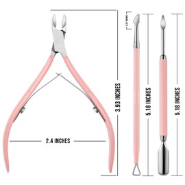 FUZVOL 3 PCS Cuticle Remover Tool Set Stainless Steel Cuticle Pusher and Cuticle Cutter Professional Cuticle Trimmer Nipper Durable Manicure Tools for Fingernails Toenails Care