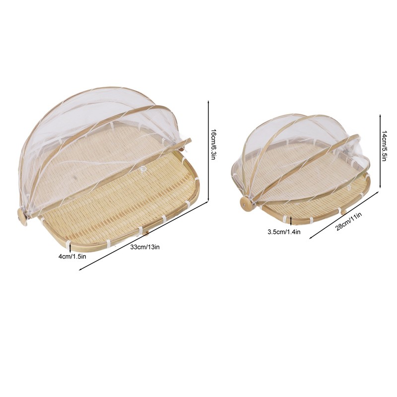2Pcs Food Serving Tent Basket Fly Skeeter Insect Resistant Bamboo