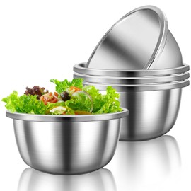 Wuqoioo Mixing Bowls, 5 Pack Stainless Steel Mixing Bowls Kitchen Mixing Bowl Stainless Steel Bowls For Meal Prep, Serving, Baking, 7.9 Inch