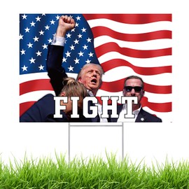 18"x 12" Trump Shooting Yard sign for USA President Election with Metal H-Stakes,Trump Fight Fight Yard Signs, Vote for Republican, Double Sided Print for Outdoor Garden Decorations