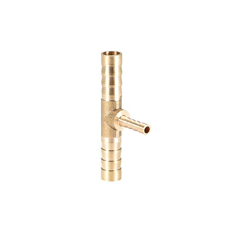 sourcing map Tee Brass Barb Fitting Reducer 3 Way, Fit