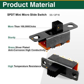 80 Pcs SPDT Micro Slide Switch 3 Pin 2 Position,Small 5mm Vertical Toggle Switch 1P2T,Black Mini On-Off Switch Available for Electronic Projects, Arduino Switches