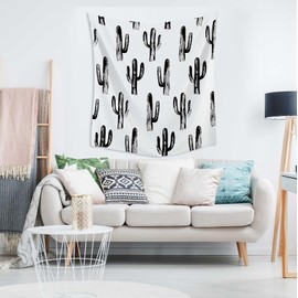 RoomMates TAP4109LG Black and White Cactus Tapestry