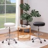 VECELO Round Rolling Stool with Footrest & Wheels Height Adjustable