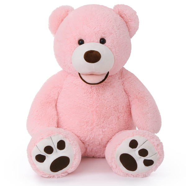 MorisMos Large Pink Teddy Bear 39In, Giant Teddy Bear 3ft Pink Plush Stuffed Bears for Girlfriend Kids on Christmas Valentine's Day