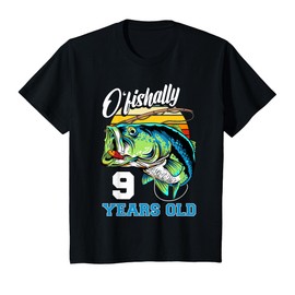 Kids Ofishally 9 Years Old Fisherman 9th Birthday Fishing T-Shirt
