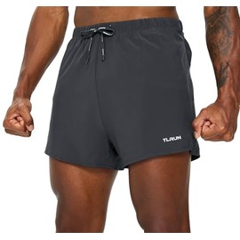 TLRUN Men's Ultra Lightweight 3" Running Shorts Lined Marathon Trail Athletic Shorts(Medium, Darkgrey)