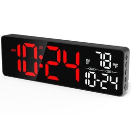 Large LED Digital Wall Clock with Date, Temperature, Auto-Brightness, Auto-DST | Big Digital Clock for Bedroom, Desk, Classroom, Living Room, Kitchen, Office, Gym, Farmhouse, Xmas Gift for Seniors