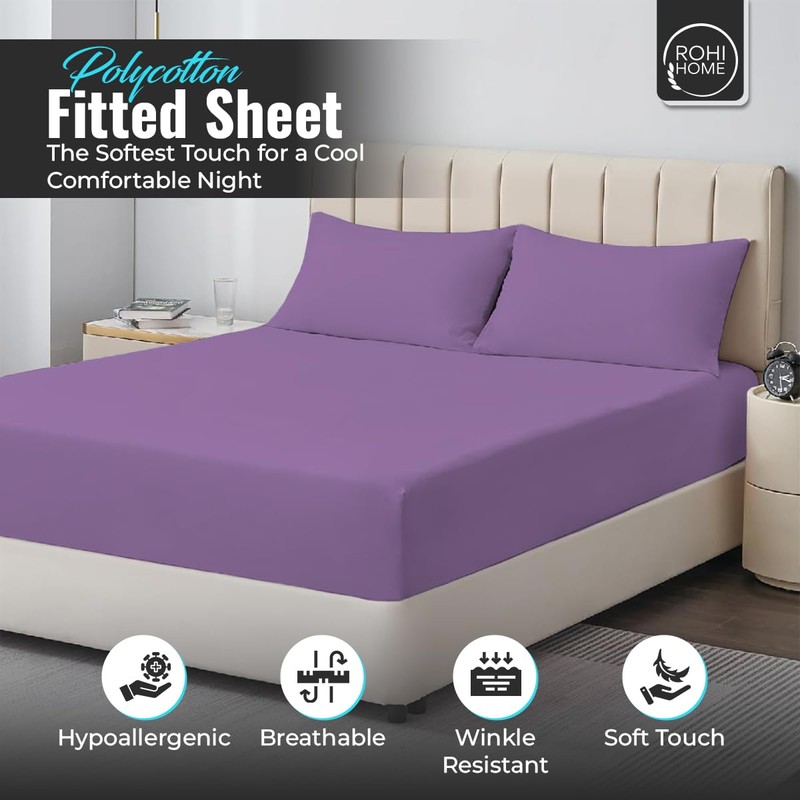 Rohi® Double Fitted Sheet with Two Pillowcases – 25cm Depth
