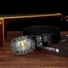 LCG LUCHENGYI Mens Western Cowboy Cowgirl Leather Belt Longhorn Bull