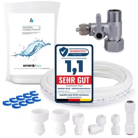 smardy ZO004 10 m Universal Connection Set Water Inlet Pipe, Shut-off Valve for Refrigerator Side by Side, Fridge Hose 1/4 Inch (6.35 mm)