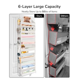 ULG Over The Door Organizer with 6 Large Pockets 12 Side Pockets, 50lbs Weight Capacity Door Hanging Organizer for Bedroom, Bathroom, Pantry, Nursery Storage, Beige