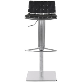 Safavieh Home Collection Mitchell Stainless Steel and Black Leather Adjustable Gas Lift 21.7-30.7-inch Bar Stool