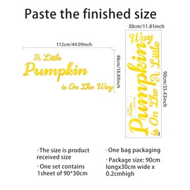 A Little Pumpkin is On The Way Decal - Baby Shower Party Wall Decal Sign, Baby Shower Party Decorations,Fall Harvest Theme Stickers (Pumpkin Gold)