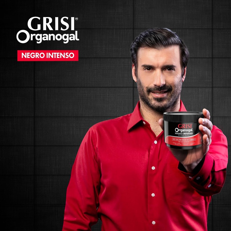 Organogal Grisi, Gel Extra Firme Negro Intenso, 400 gramos (Paquete