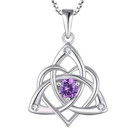 Starchenie Celtic Knot Necklace 925 Sterling Silver Heart 3A Birthstone Necklace for Women