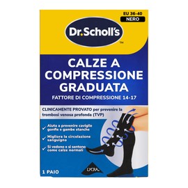 Dr. Scholl’s Flight Socks Calze a compressione graduata clinicamente testate per viaggi in aereo – Aiutano a prevenire il gonfiore alle caviglie e la trombosi venosa profonda (TVP) 36-40