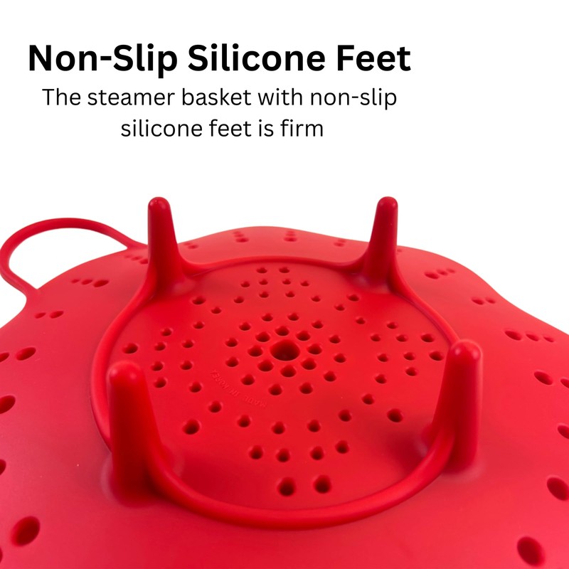 Silicone 11" Large Steamer Basket with Handle – Flexible Nonstick