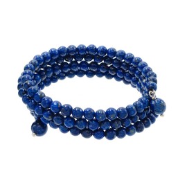 LTC Designs Adjustable 3 Strand 4mm Lapis Lazuli Coil Bracelet 7.5"