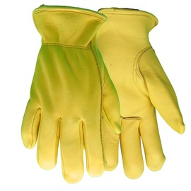 Red Steer 1507 Unlined Grain Elkskin Leather Gloves, Keystone Thumb, Shirred Elastic Band Back, Sold by Pair (Large)