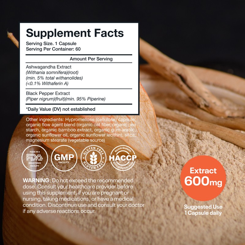 Wellsgoing Ashwagandha Herbal Supplement 600 mg, Ashwagandha Root Extract with