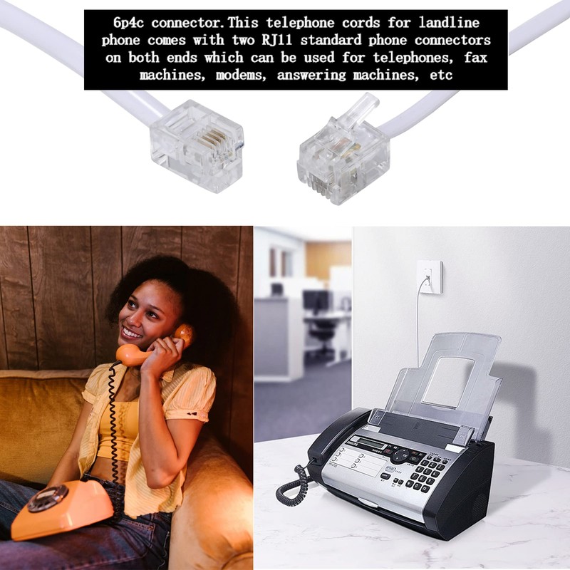 Ubramac 15-Ft Telephone landline Extension Cord Cable Cord with Standard